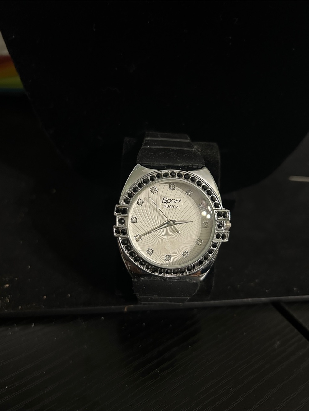 Sporto Men's Silver Dial Watch with Black Strap